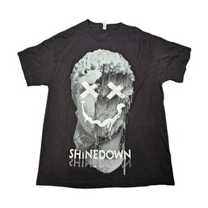 Shinedown Shirt Large 2023 Tour The Dead Don't Die Glitch Art Band Tee Black L